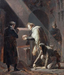 Dominique Vivant Denon (1747-1825) vervangt de botten van Le Cid in zijn graf